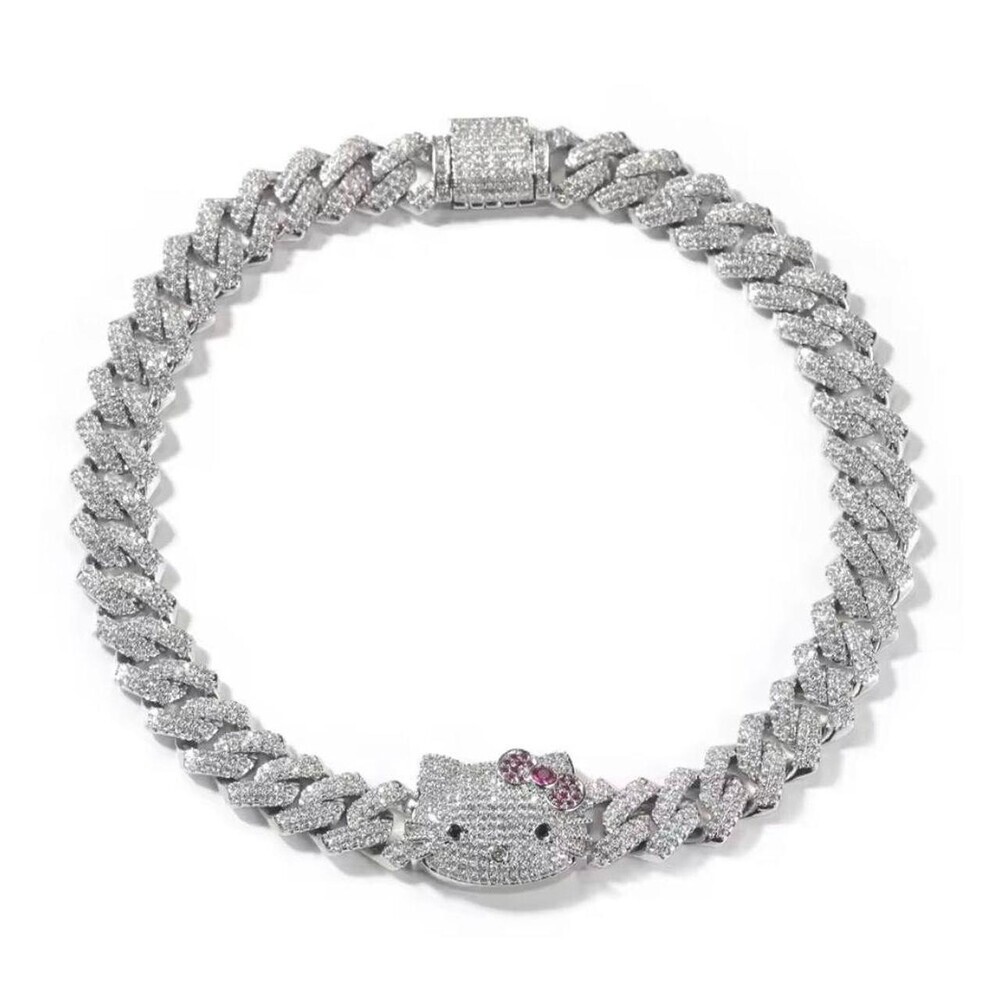 Hello Kitty Diamond Necklace Silver 16inch